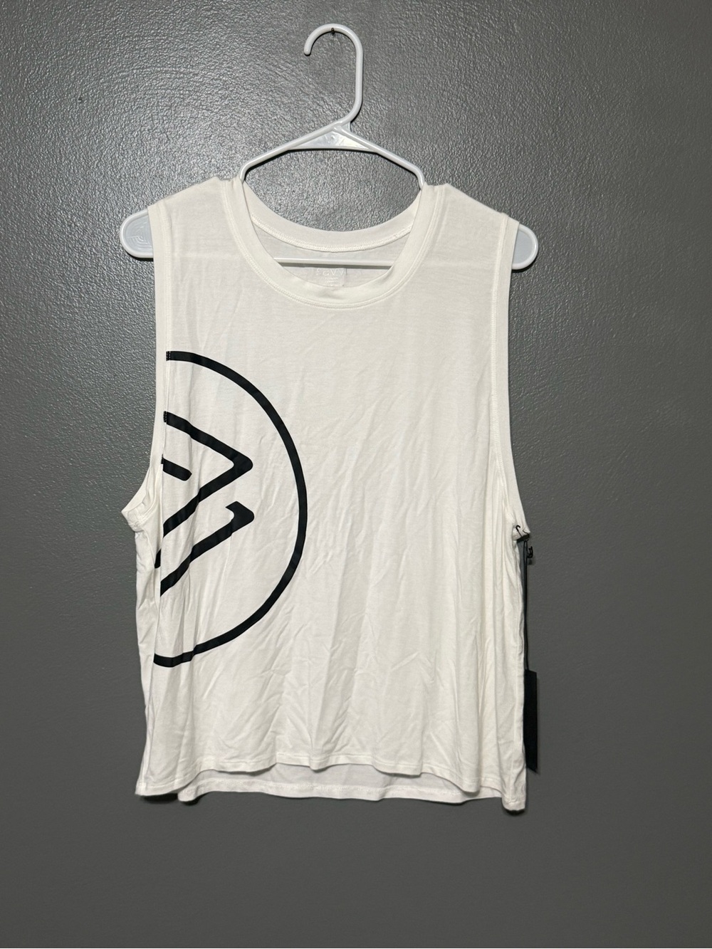 Women's White Graphic Muscle Tank Top.